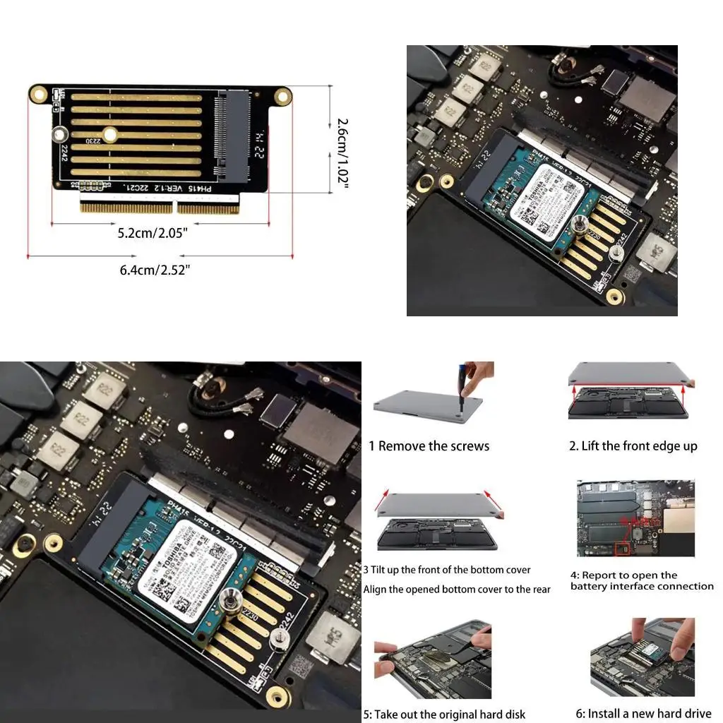 R53C NVME para M para tecla 2230/2242 SSD Adaptador 13 "A1708 Tarjeta adaptación actualización para M FO