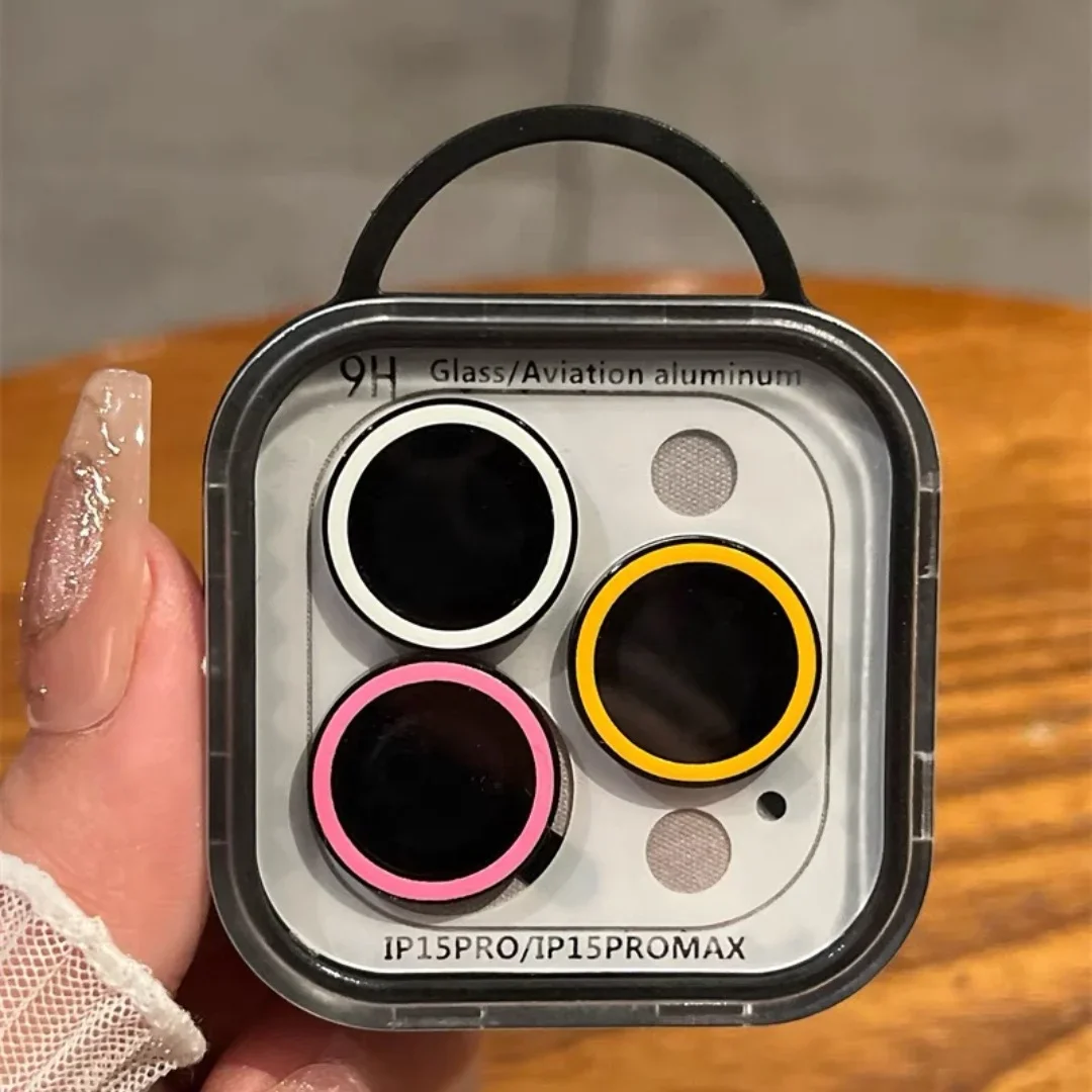 2-3 uds protección de lente de cámara noctilucente para IPhone 17 16 15 Pro Max Protector de pantalla de lente de vidrio templado colorido para 15Plus - imagen 2