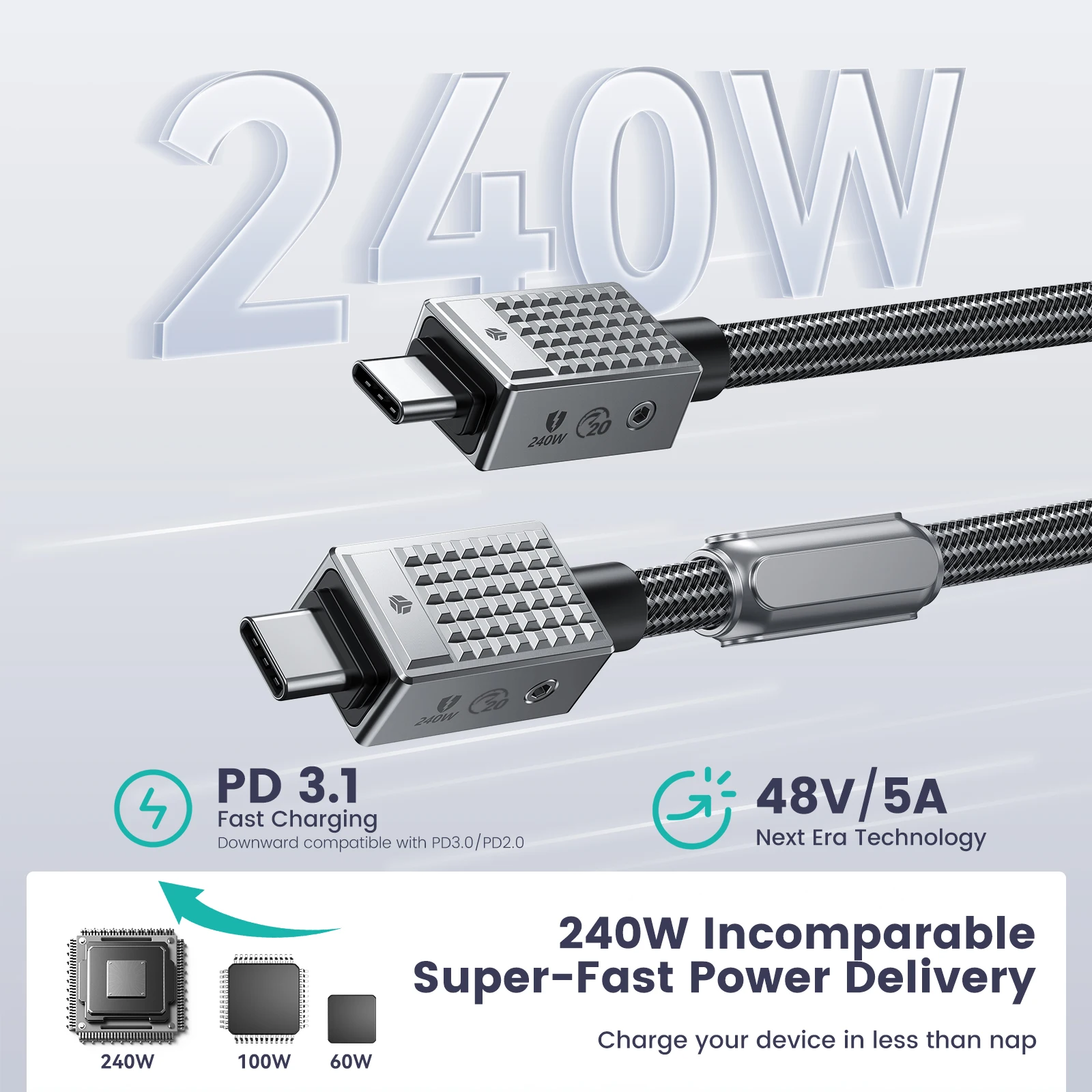 Yottamaster-Cable de carga rápida PD 240W 40gbps para ordenador portátil, tableta, teléfono, PD240W QC3.1 48V/5A(MAX) 8K @ 60Hz - imagen 2