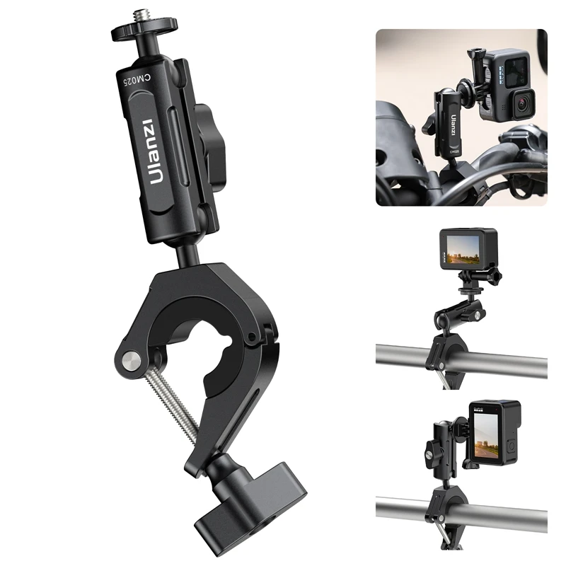 Ulanzi CM025 Soporte para manillar de bicicleta/moto 360 ° Cámara de acción giratoria para adaptador GoPro para GoPro Hero 13 12 11 para Insta360