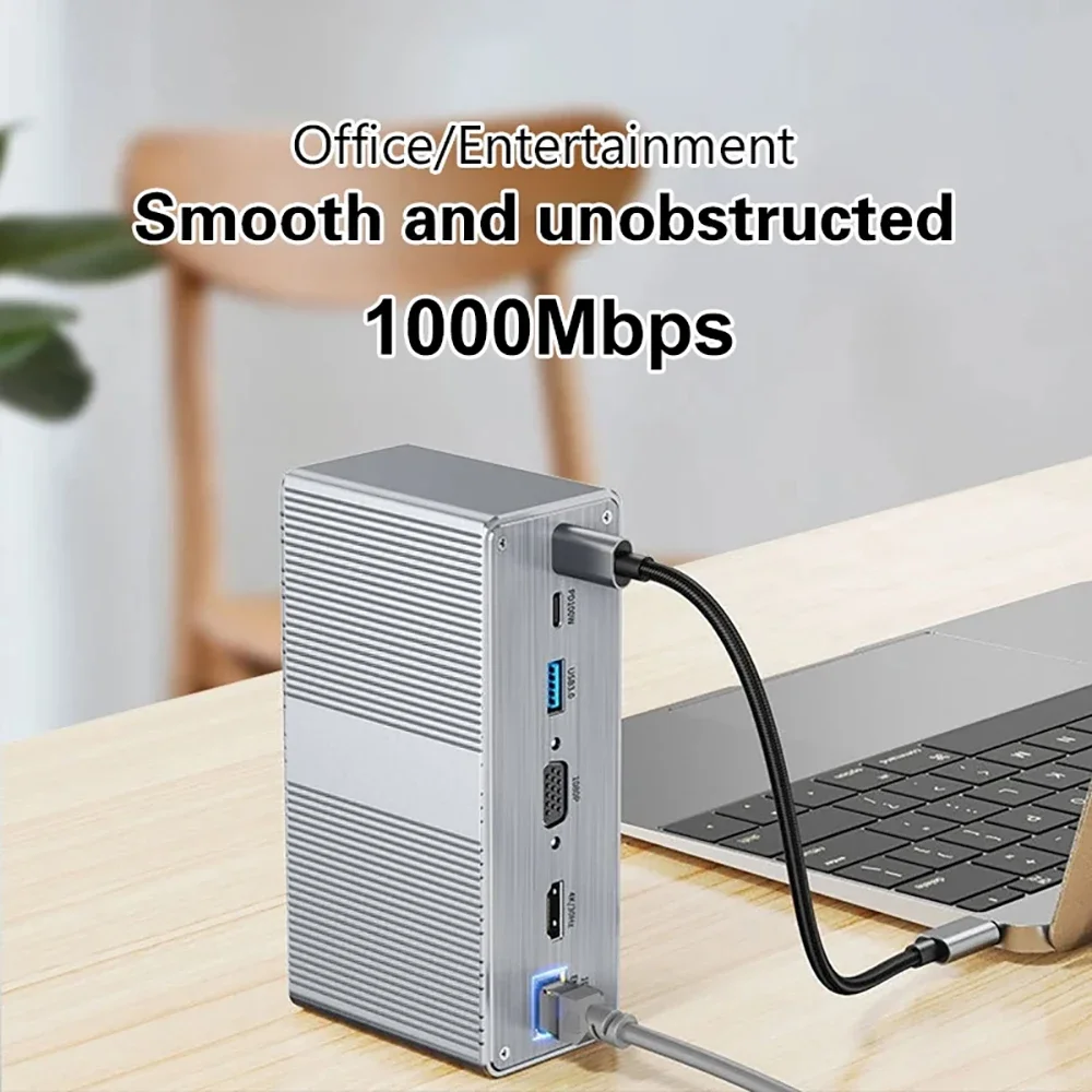 Estación de acoplamiento Vertical 13 en 1, estación de acoplamiento USB C 4K, Compatible con HDMI, adaptador Gigabit Ethernet, concentrador USB 3,0 para PC y portátil - imagen 5