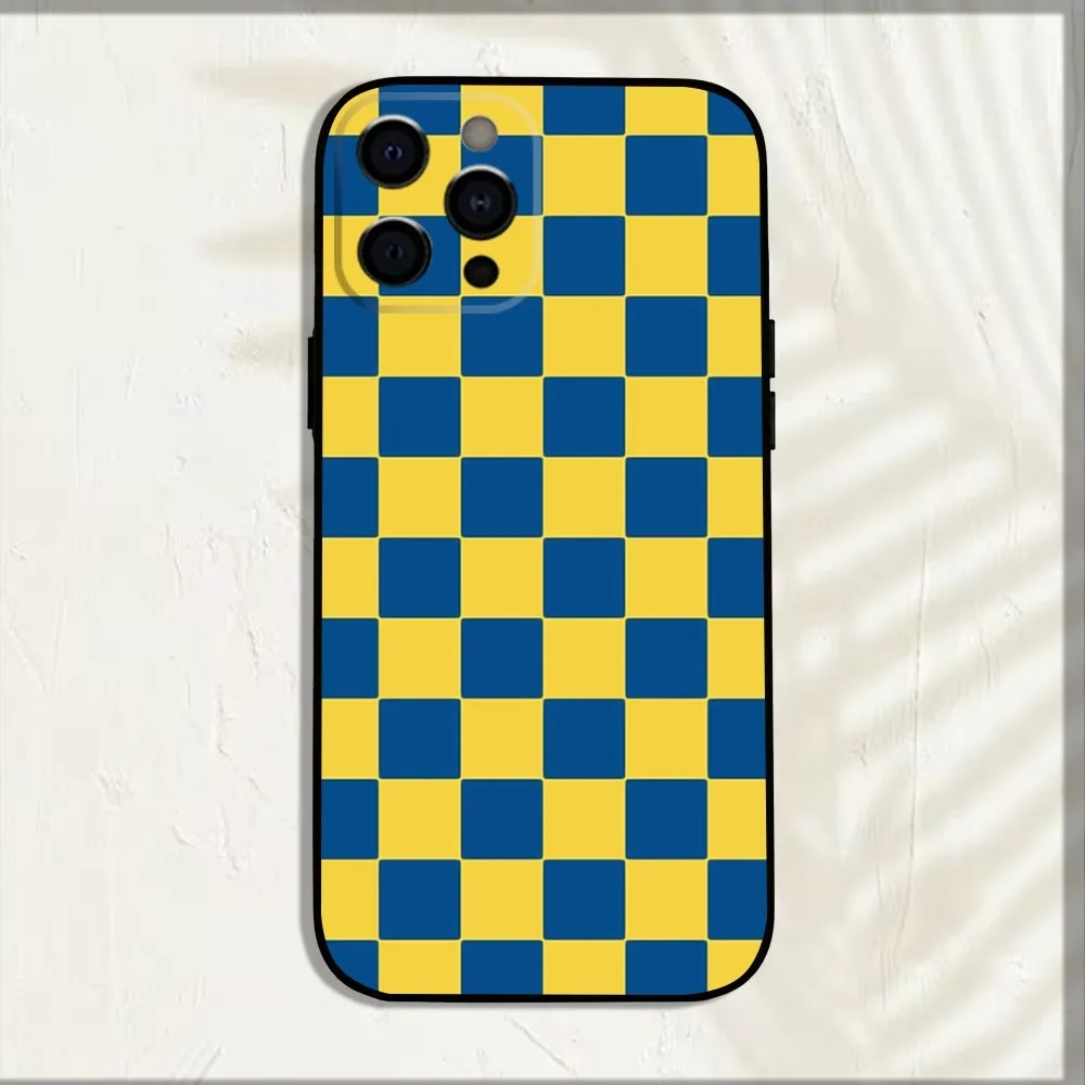 Funda de teléfono con tablero de ajedrez a cuadros para iPhone 16,15,14,13,12,11,Pro,X,XS,Max,XR,Plus,Mini funda negra suave - imagen 3