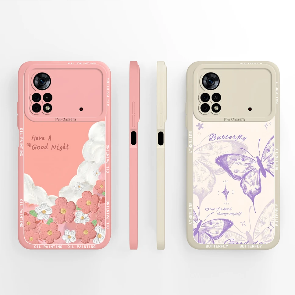 Funda de teléfono para Xiaomi Poco X4 Pro X4 GT, encantadores patrones de flores de gato, parachoques de silicona líquida suave para Poco X 4Pro X4GT, Funda - imagen 5