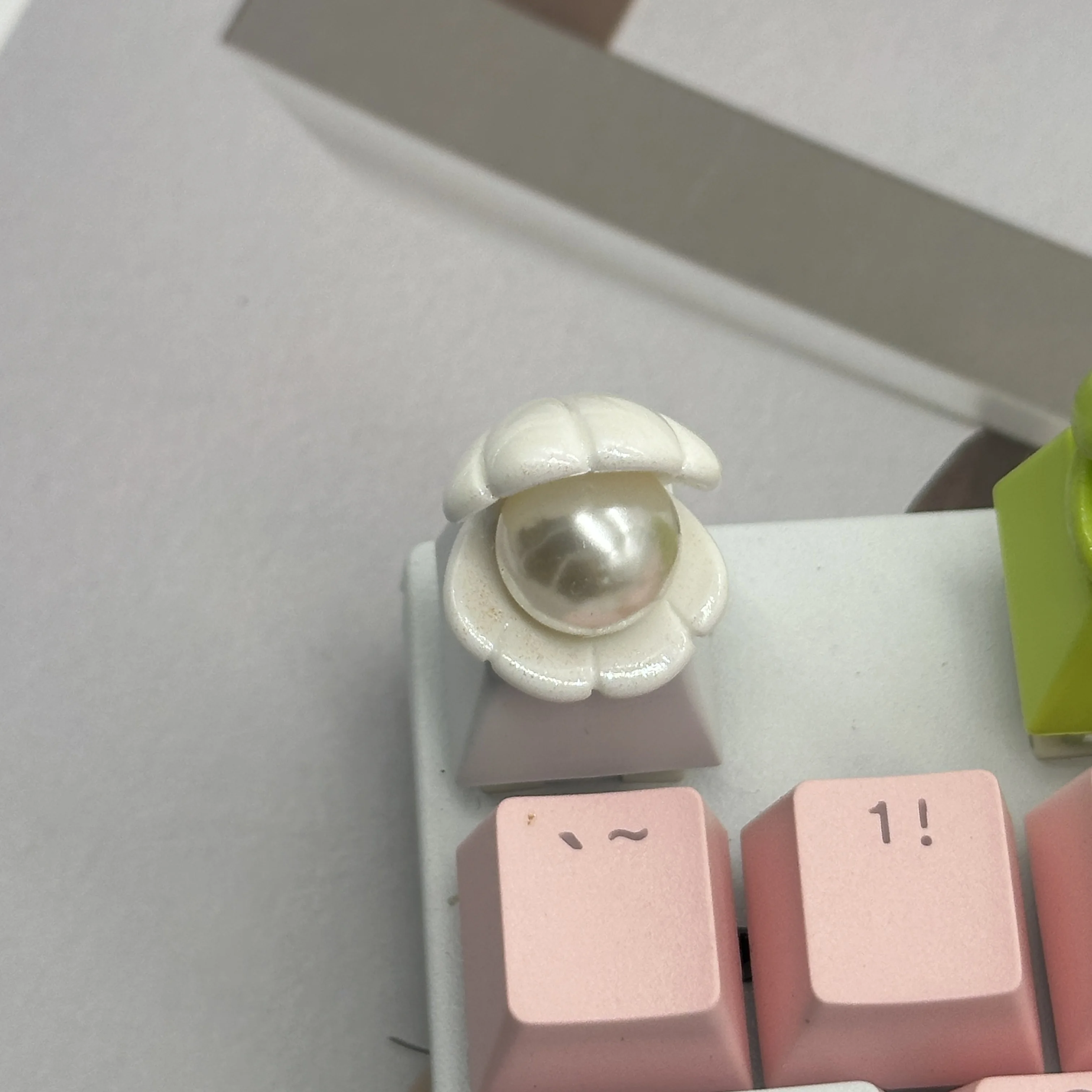 DlY-teclas de resina con concha de perla abierta, teclado mecánico de eje transversal, macarrón individual rosa - imagen 5