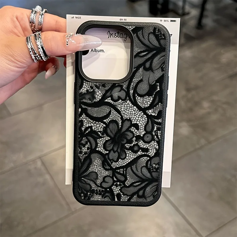 Nuevo estilo de encaje con estampado de lichi texturizado TPU funda de teléfono para Xiaomi Redmi Note 14 13 12 Pro Plus 5G 11 10 12 13 13C 14C 15C - imagen 3