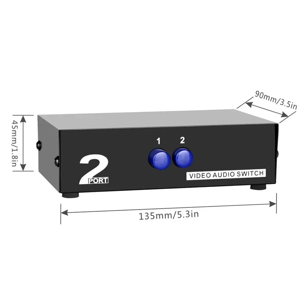 Conmutador AV RCA de 2 puertos Caja selectora de conmutador de audio y vídeo compuesto de 2 entradas y 1 salida para reproductor de DVD de TV, juego Sega Genesis/SNES/N64 PS2 - imagen 5
