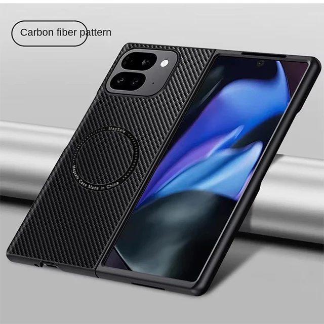 Funda de teléfono de lujo para hombre de negocios para Google Pixel 9 Pro, plegable, de cuero de fibra, Magsafe, carga magnética
