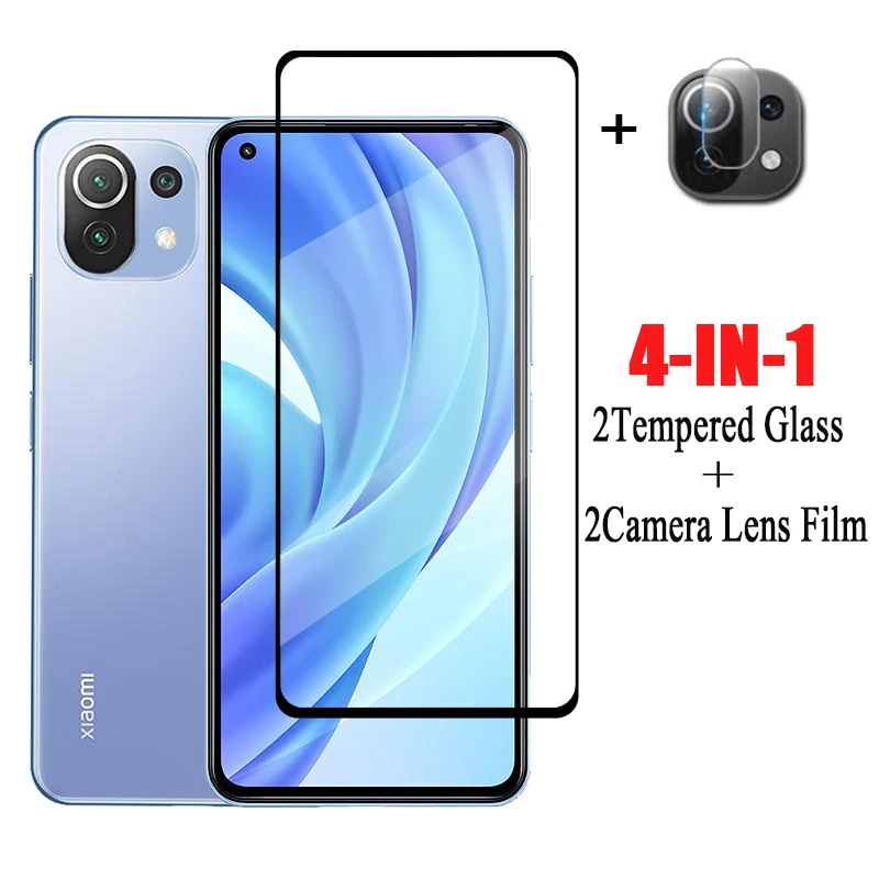 Protector de pantalla de vidrio templado para Xiaomi Mi 11 lite, película de lente de teléfono con pegamento completo para Mi 11 lite, Xiaomi 11T