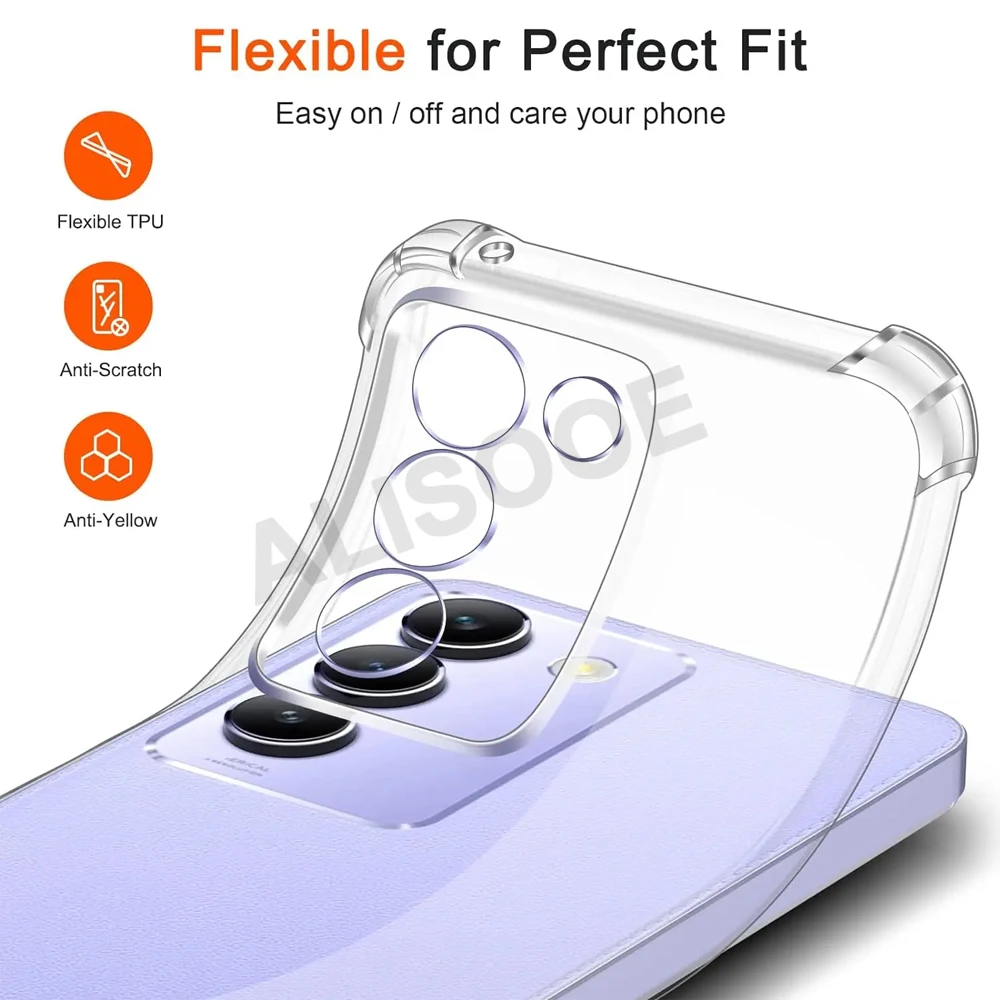 Funda transparente HD para VIVO V40 SE V40 Lite 5G, carcasa protectora de TPU transparente para Vivo V30 Lite V30e V29 Pro V29E - imagen 3