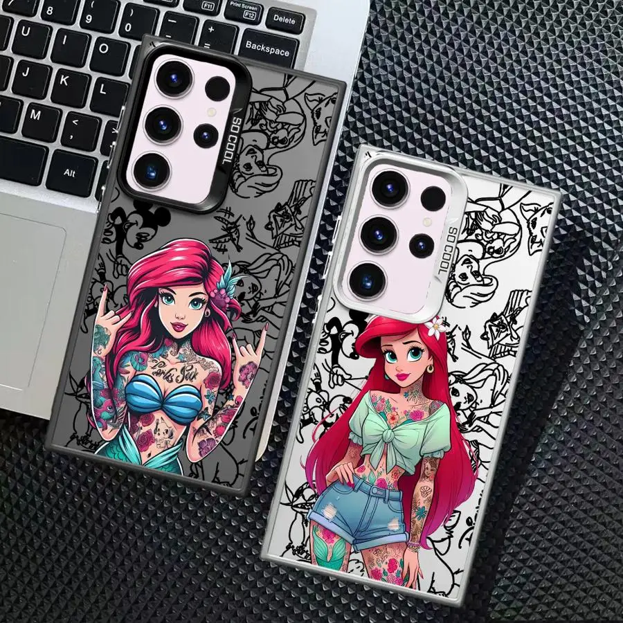 Funda blanda para Samsung Galaxy S24 FE S24Ultra S22 Ultra S25Plus S21 S20 FE S23 Note 20 Ultra S25 Disney Tattoo Ariel