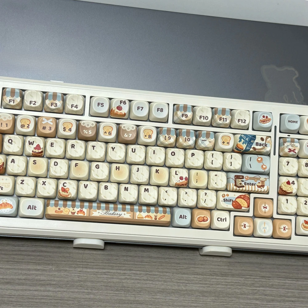 Juego de teclas con tema de casa para asar café, perfil de cereza SOA, teclas pintadas a mano, bonitas teclas para teclado mecánico, 131 teclas - imagen 3