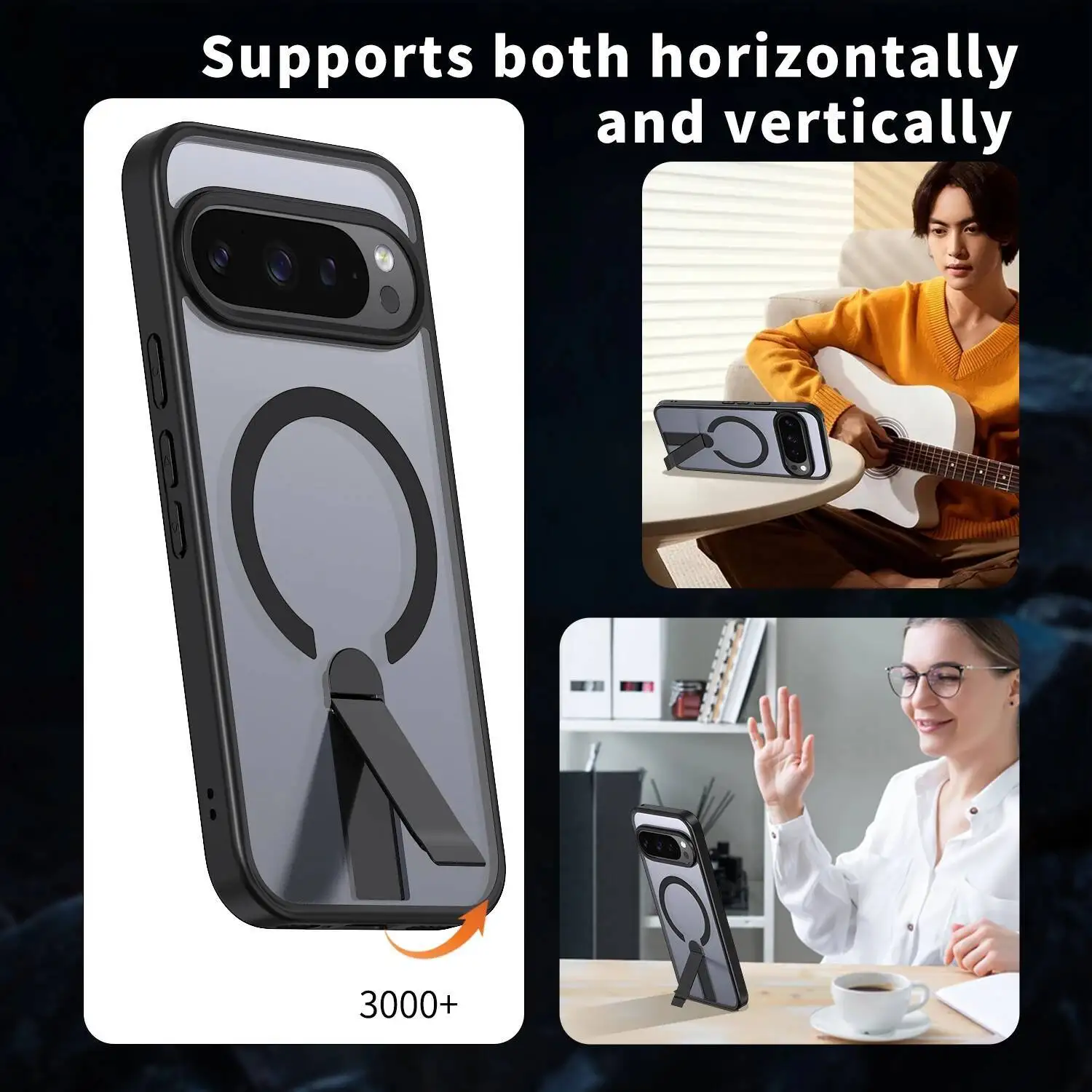 Funda de teléfono con armadura magnética y soporte plegable de lujo para Google Pixel 10 9 Pro 10XL 9XL 9A, funda protectora híbrida para pc a prueba de golpes