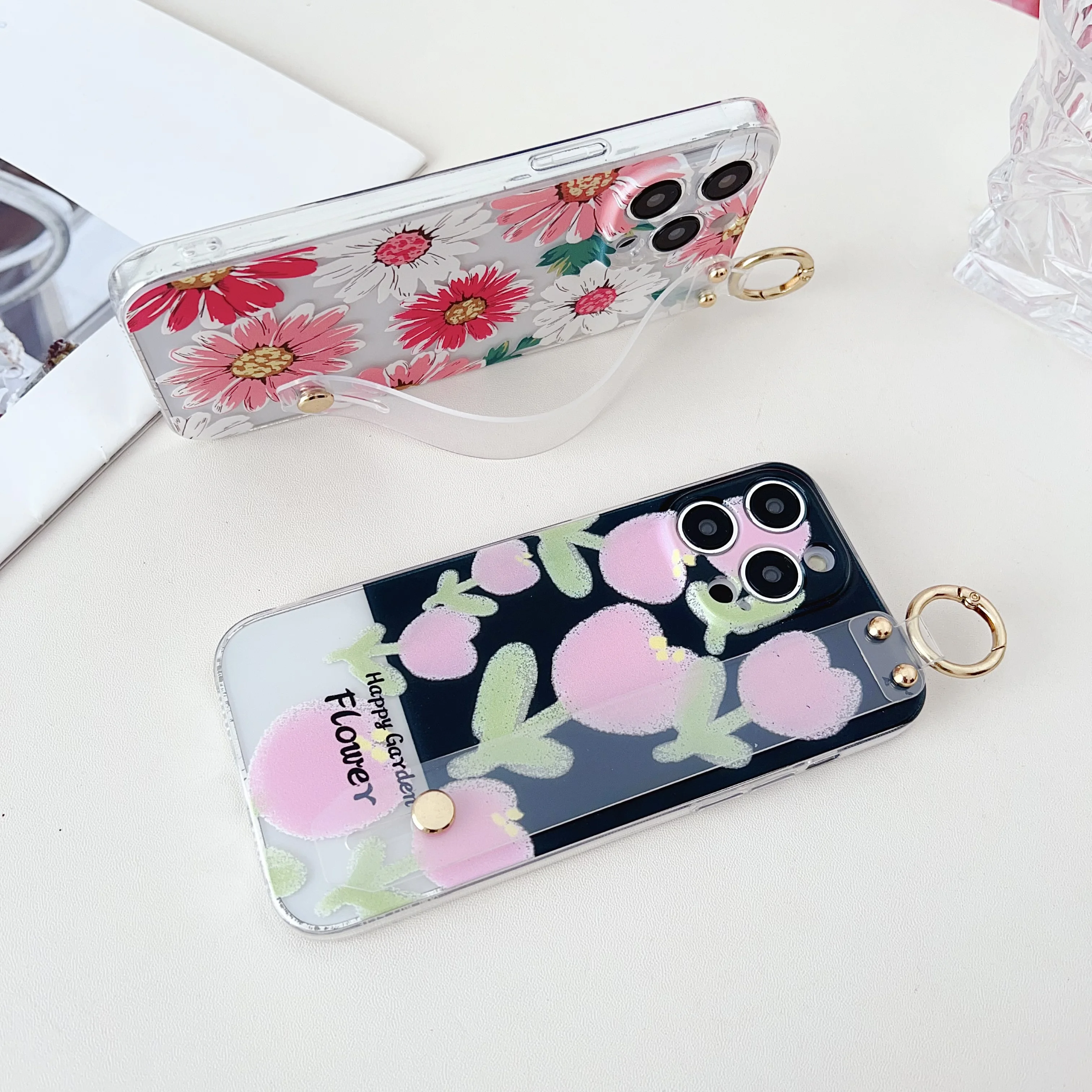 Para Huawei Nova 3 3i 4 4E 5 5T 5i 6 7 8 9 10 11 14 SE Pro funda de flores de moda correa de muñeca - imagen 3