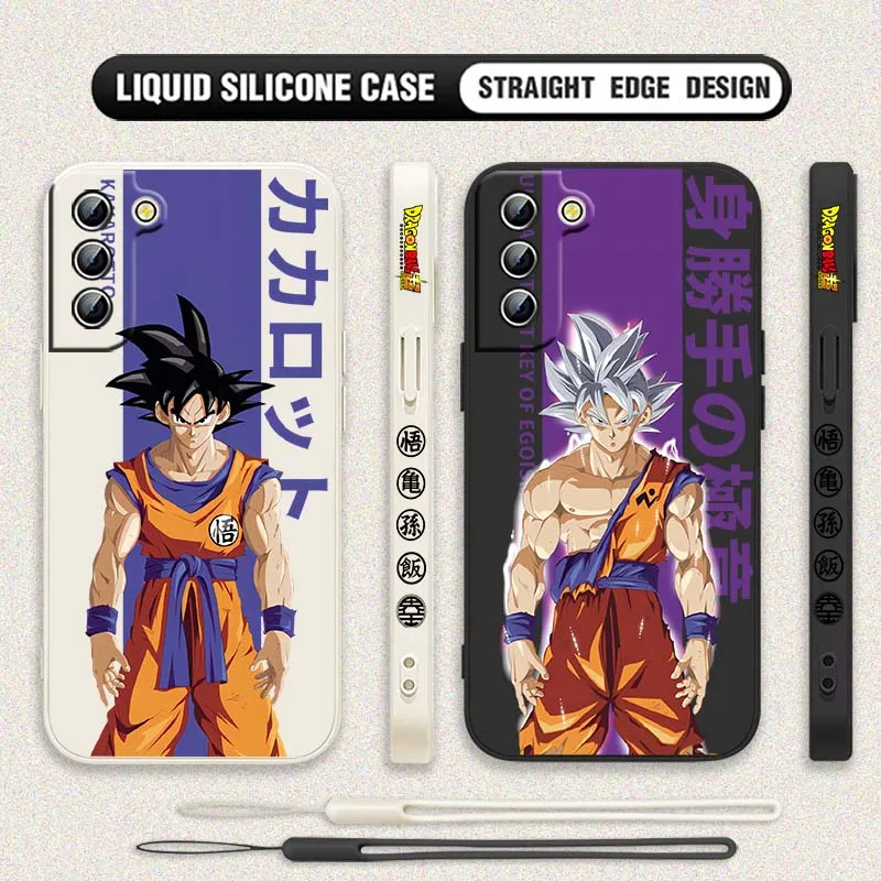 Funda artística d-dragon Ball Cool Saiyan para Samsung Galaxy S25 S24 S23 S22 S21 S10 FE Plus Ultra 5G, funda de teléfono con cuerda izquierda líquida