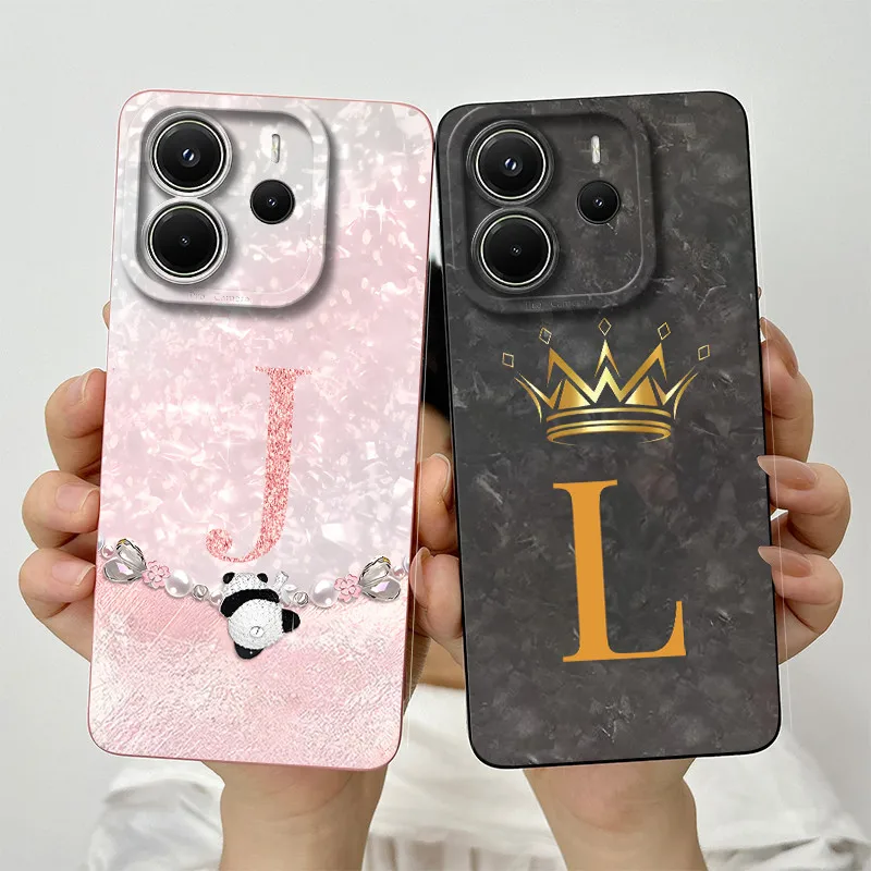 Para Redmi Note 14 4G funda de teléfono con letras de corona a la moda para Xiaomi Redmi Note14 4G 2024 funda trasera de silicona líquida a prueba de golpes
