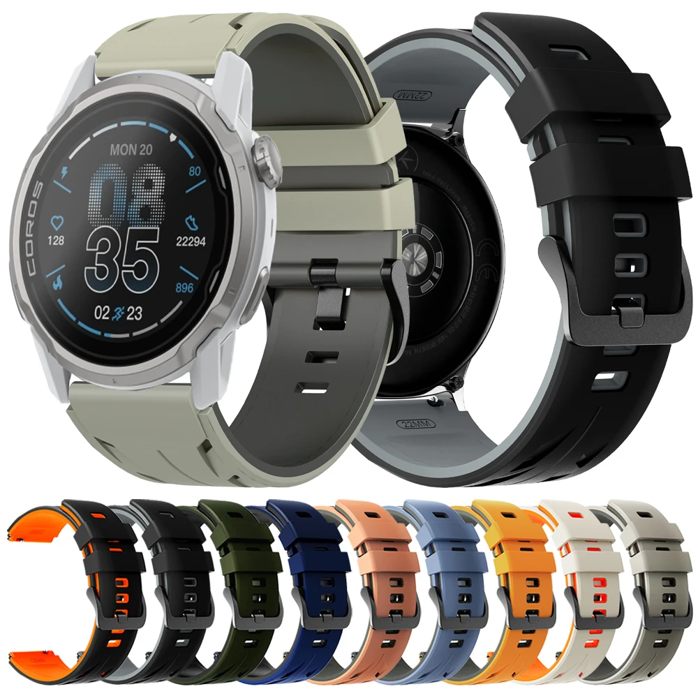 Correa deportiva de goma de 22mm para COROS PACE 4 3/APEX 4 42mm/APEX 2 Pro/APEX 46mm pulsera para Samsung Galaxy Watch3 45mm Gear S3 Band
