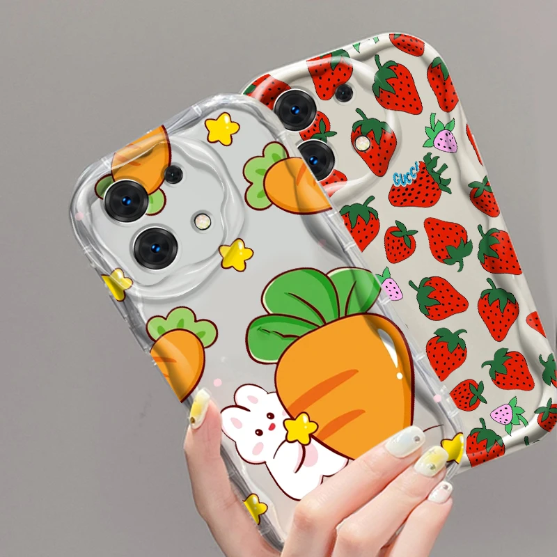 Fragola zanahoria plátano lindo para Xiaomi Redmi Note 13 12S 11S 11 10 9 8 10A 9C 9T Pro Plus 5G onda aceite trasera funda de teléfono