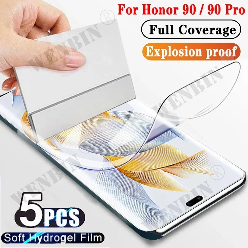 5 uds película de hidrogel para Honor 300 200 100 90 Pro Lite Magic 7 6 5 Pro Lite X9A X8A X7A X9B X8B X7B Protector de pantalla de cubierta completa