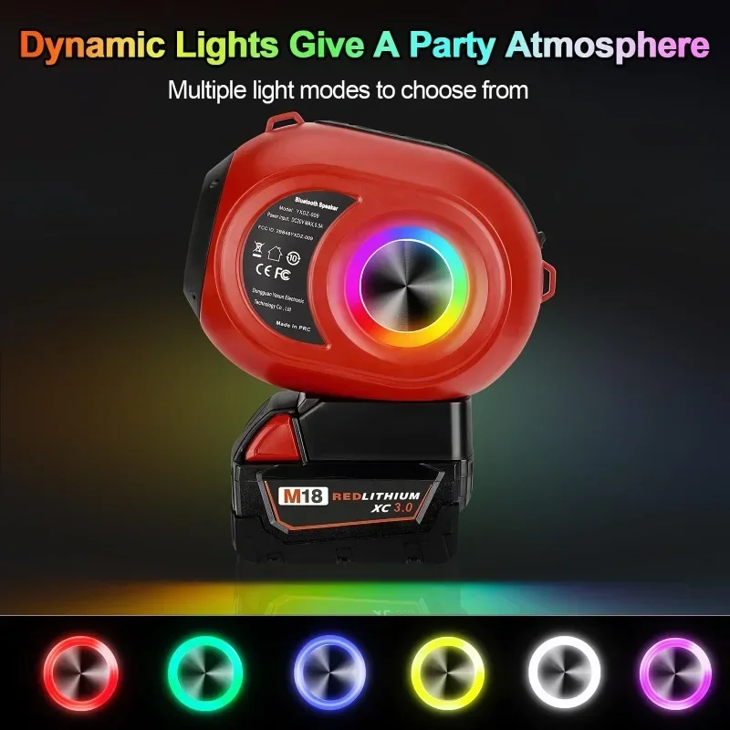Altavoz Bluetooth inalámbrico, sistema de sonido portátil de alta definición para fiesta festiva, batería Makita/Bosch/DW/Milwaukee de 18/20V - imagen 5