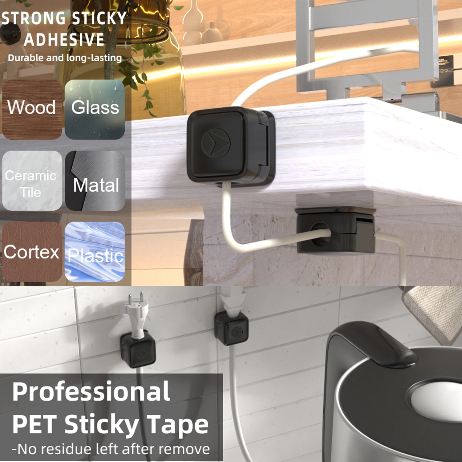 Clips magnéticos para cables de 1/3/6 piezas, organizador de cables de cocina, ajustable, para oficina y debajo del escritorio - imagen 4