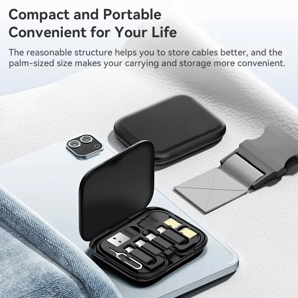 PD 60W USB C a Tpye C Cable para Xiaomi Poco carga rápida datos viaje Cable multifuncional con soporte caja de almacenamiento - imagen 4