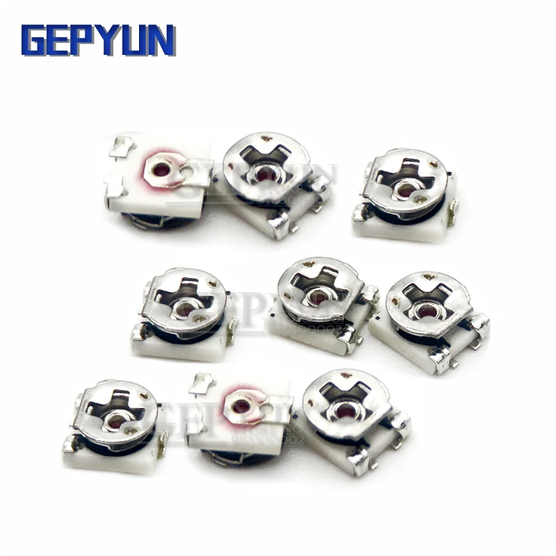 Gepyun-potenciómetro de resistencia de corte SMD 3x3, resistencia Variable ajustable, 100 ohm ~ 1M ohm, 10K, 10 unidades