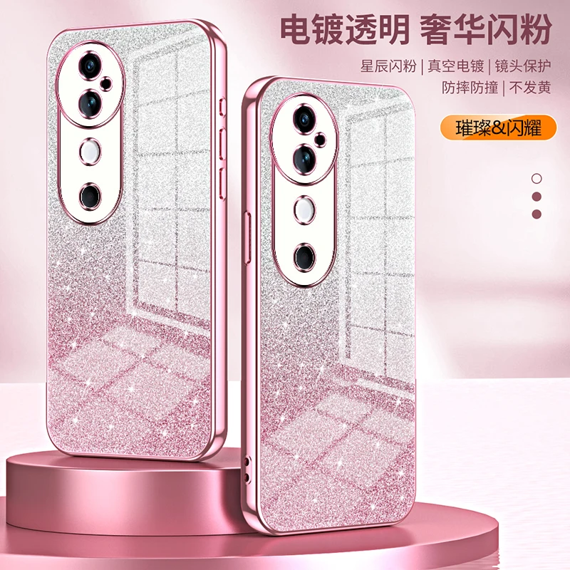 Funda de lujo galvanizada con purpurina para VIVO V40, cubierta trasera, lente anticaída, cubierta completa para VIVO V40, Funda de parachoques