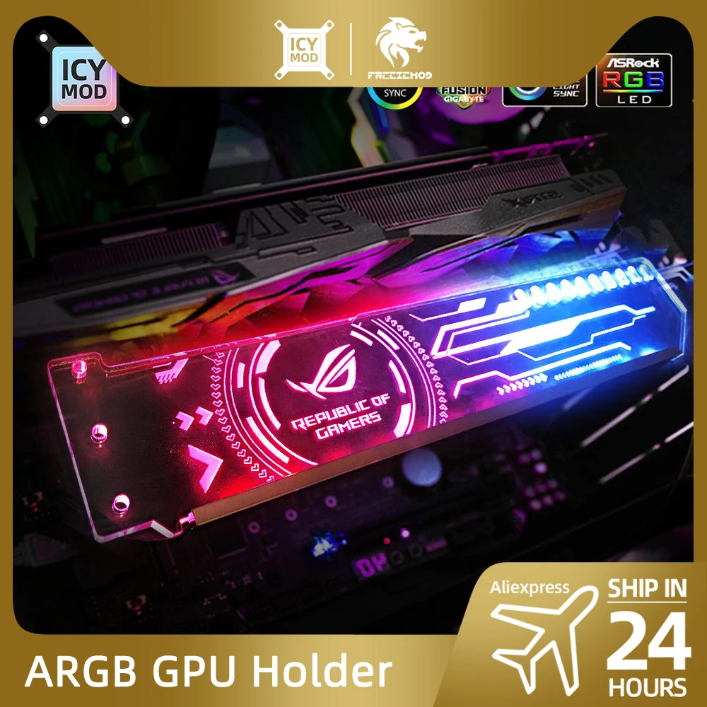 Soporte RGB VGA personalizado ARGB soporte GPU Horizontal soporte de tarjeta de vídeo soporte de gráficos personalizable AURA DIY PC enfriador de agua CPU