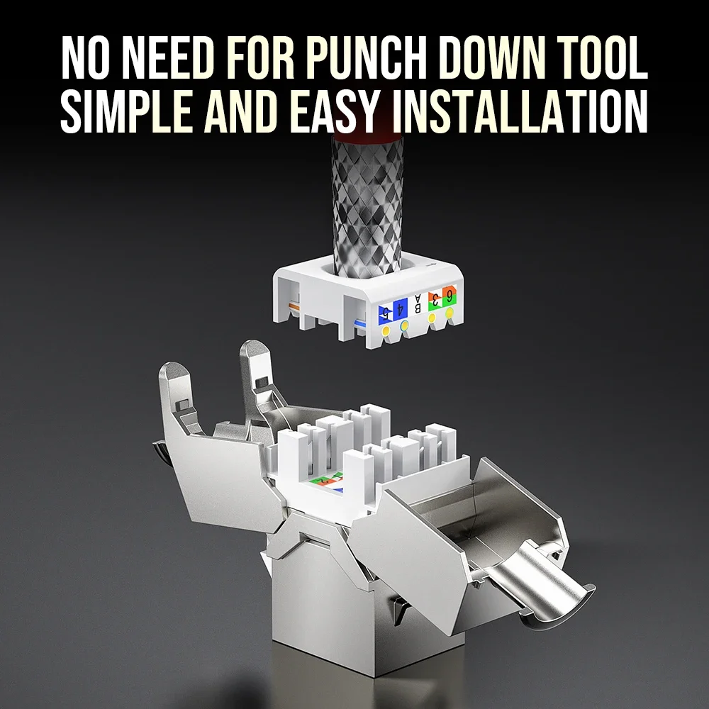 AMPCOM Keystone Jack CAT7 RJ45 STP Blindado Sin Herramienta - imagen 5
