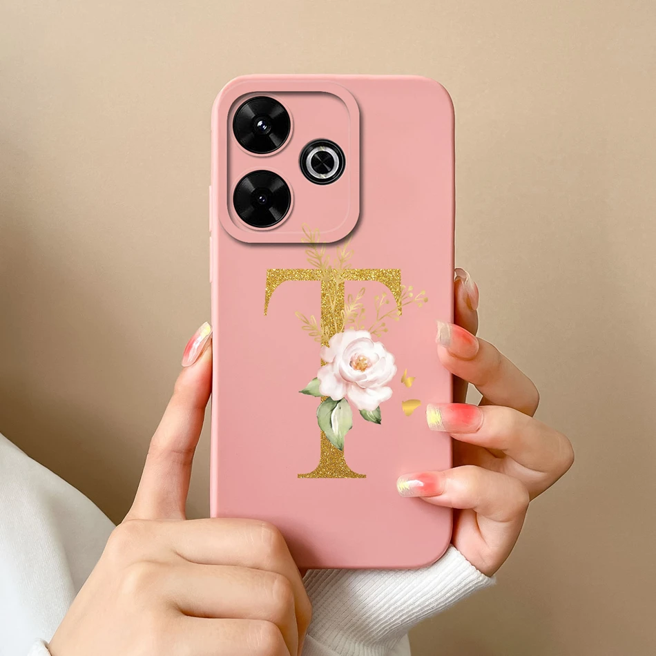 Funda elegante para Redmi 13 4G, Funda protectora de silicona líquida suave con letras personalizadas para teléfono Xiaomi Redmi13, Funda Capa - imagen 3