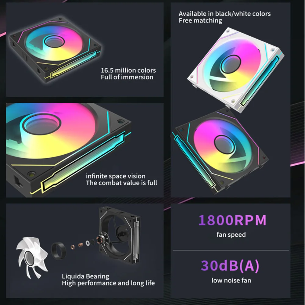 Coolcirc-Kit de ventilador de refrigeración para PC, ARGB, efecto de luz de ciclo de espejo, ventilador de chasis de empalme de cables gratis, refrigeración por agua PWM, ventilador enfriador de CPU de 360mm - imagen 4