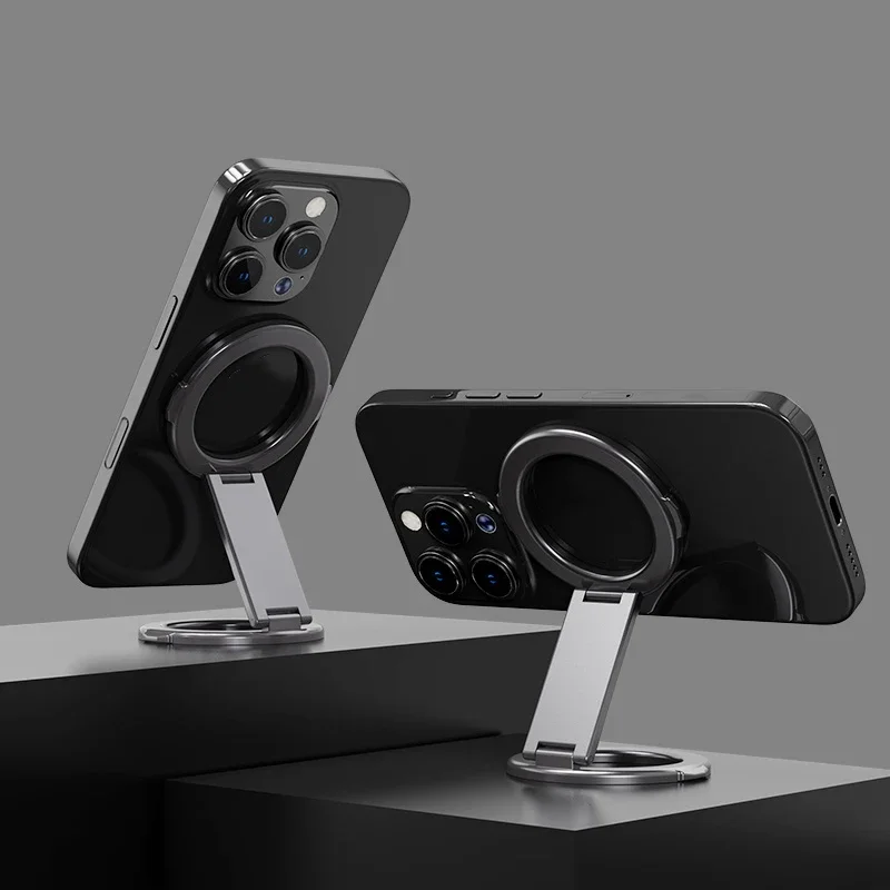 Soportes para teléfonos móviles Magsafe, soportes de escritorio universales portátiles giratorios de doble cara con fuerte succión de Metal magnético