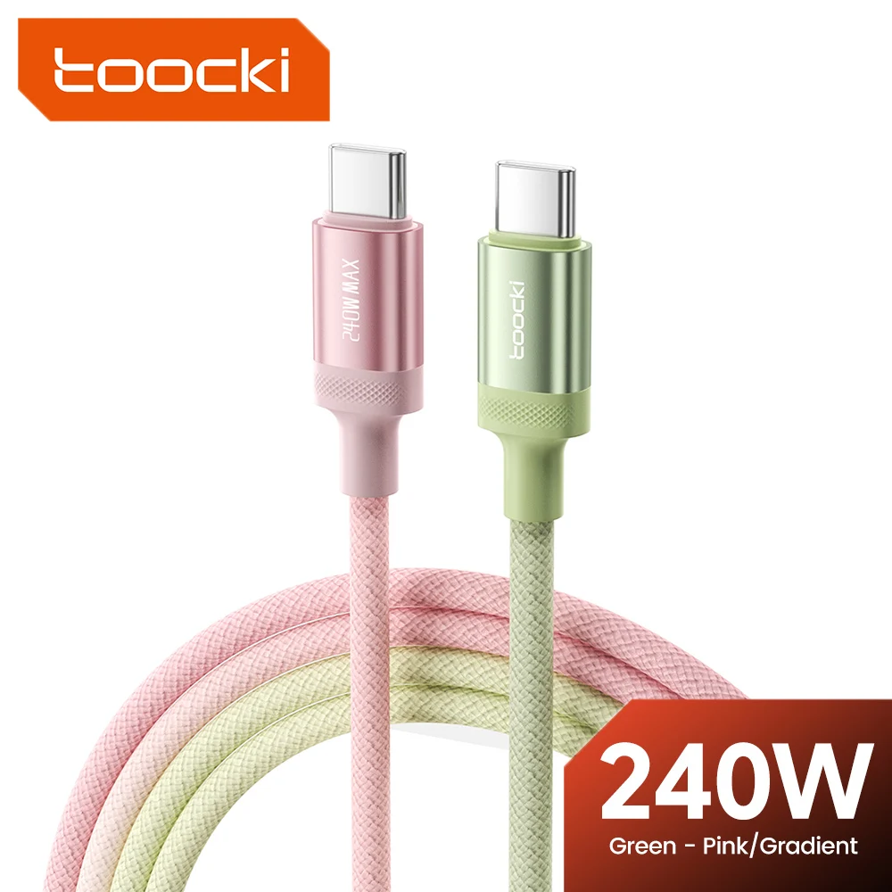 Toocki Cable USB C de dos colores de 240W PD3.1 QC4.0 carga rápida para Macbook iPhone 17 16 Samsung Xiaomi Honor Cable tipo C ultra rápido