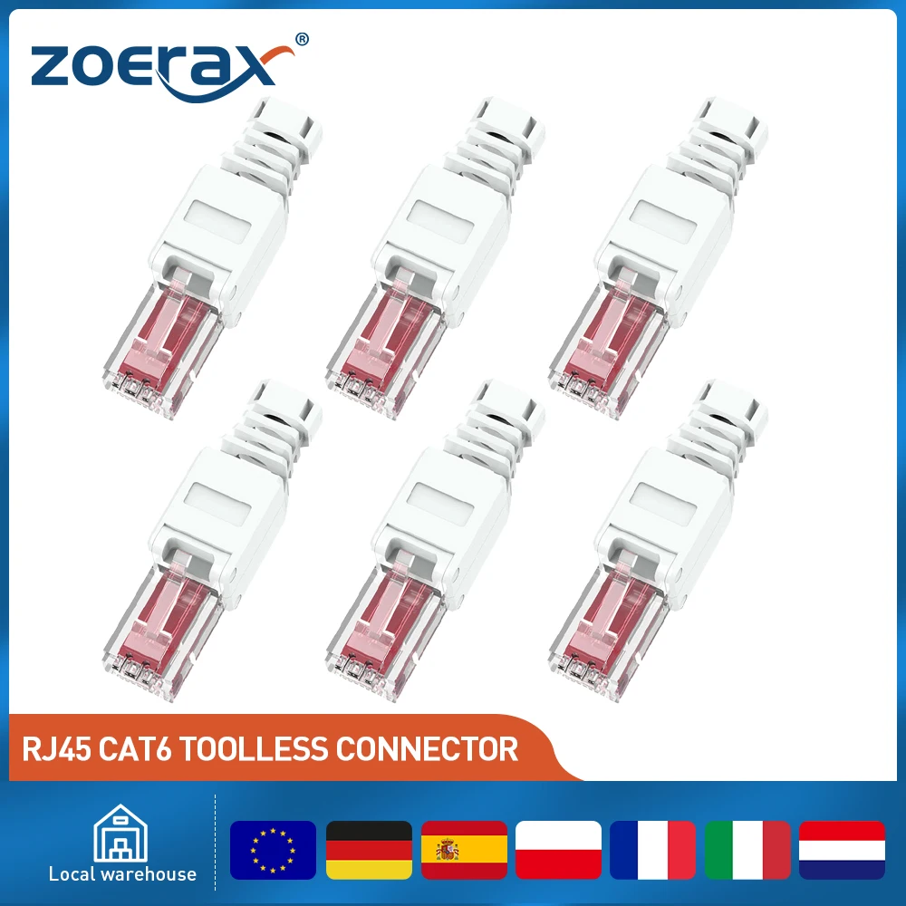 ZoeRax 24/12 Uds RJ45 CAT6 conector gratuito de herramientas enchufes de terminación Ethernet para Cable de 23AWG a 26AWG enchufe de Internet