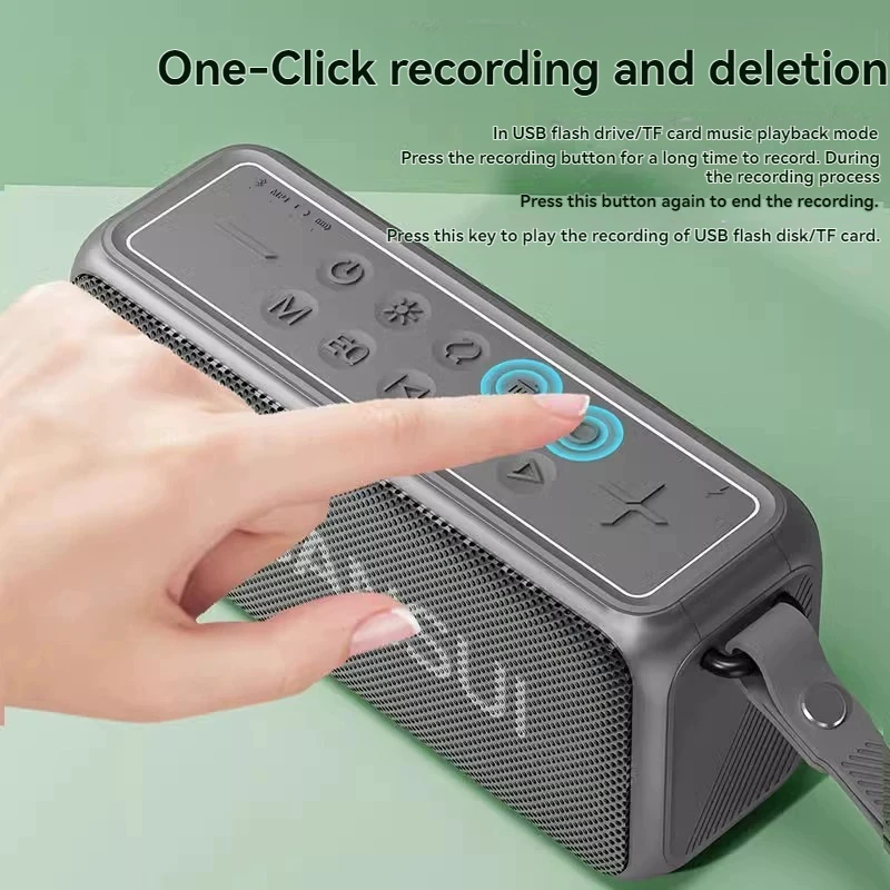 Altavoz Bluetooth inalámbrico portátil SANSUI F61 Radio FM grabadora de pantalla LED llamada manos libres reproductor de música compatible con disco TF/U/AUX - imagen 4