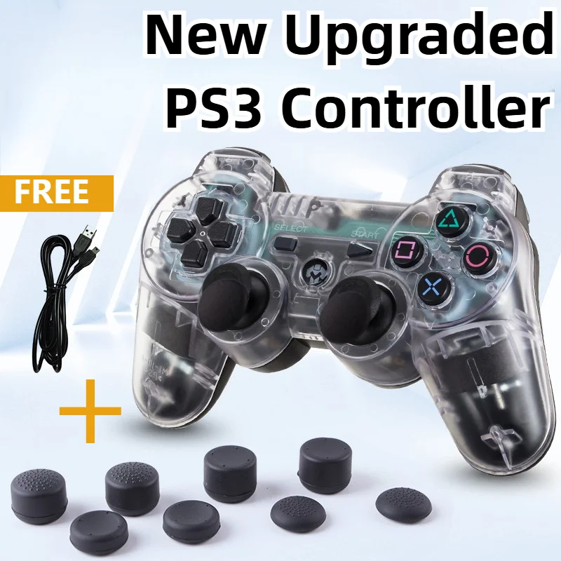 Controlador transparente inalámbrico para PS3, Gamepad con vibración de choque dual y sensor de movimiento Sixaxis para consola Playstation 3 - imagen 2