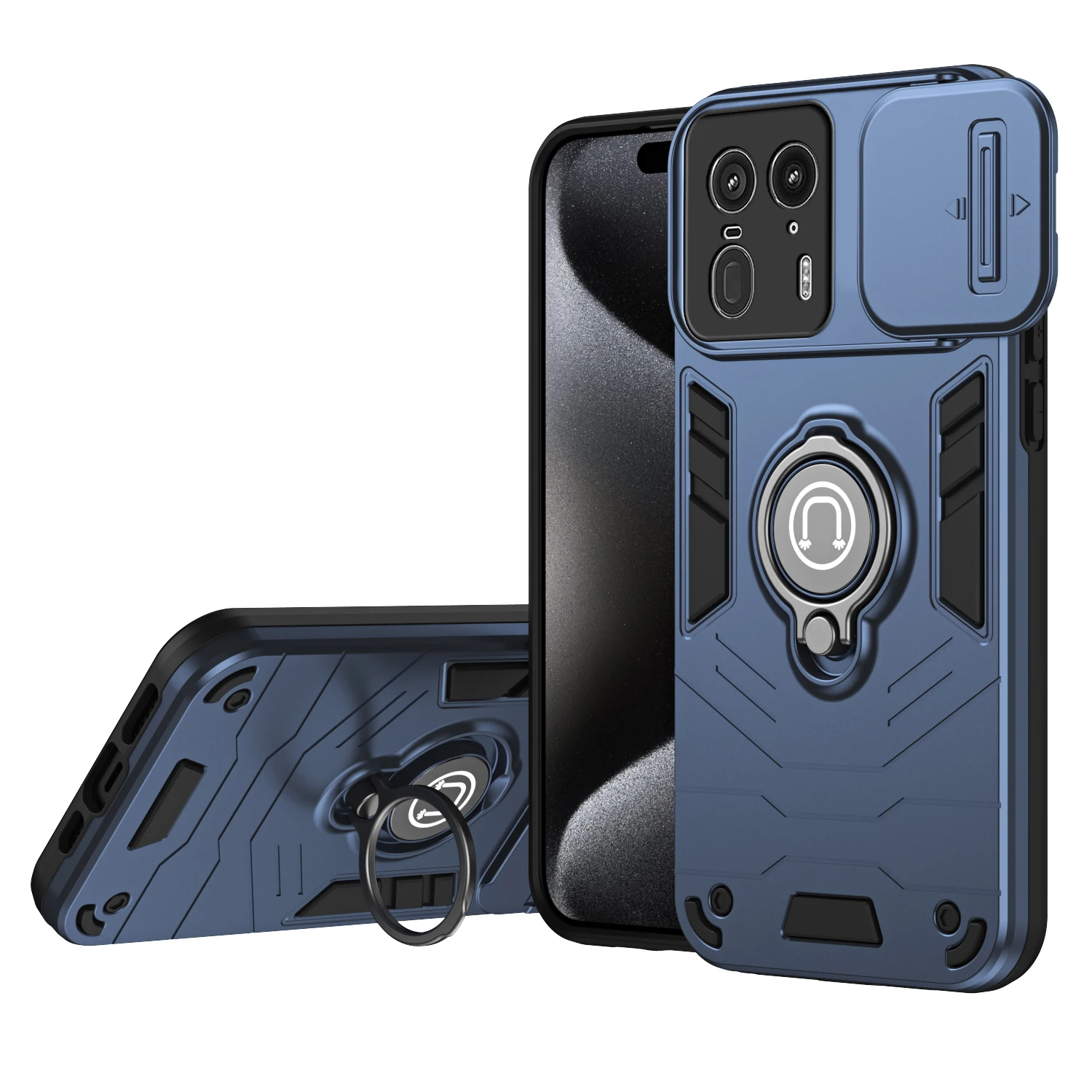 Funda para Motorola Edge 50 Ultra Slide Camera, soporte de anillo magnético para coche, funda dura de silicona a prueba de golpes para teléfono MotorolaEdge50Ultra - imagen 2