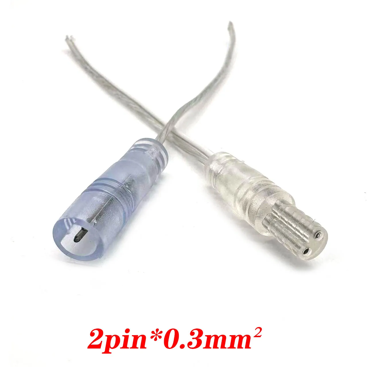 Conector transparente impermeable de 2 núcleos, macho y hembra; 10 cm de largo cada una; cable 22AWG (0,3 mm2) - imagen 5