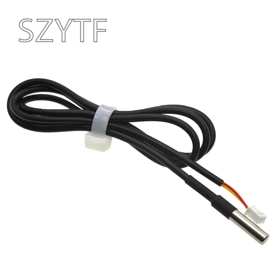 Encapsulación de acero inoxidable tipo impermeable DS18B20 sensor de temperatura cable de sonda de temperatura 2 núcleos con terminal