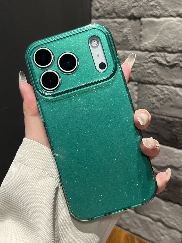Popular funda de teléfono de TPU con estrellas brillantes de color verde oscuro para iPhone 17 16 Pro Max Air 15 14 Plus 13 12 11 16e XS Max XR X - imagen 2