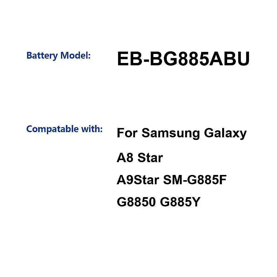 EB-BG885ABU 3700Mah de la batería del teléfono móvil para Samsung Galaxy A8 Star A9 SM-G885F G8850 G885Y