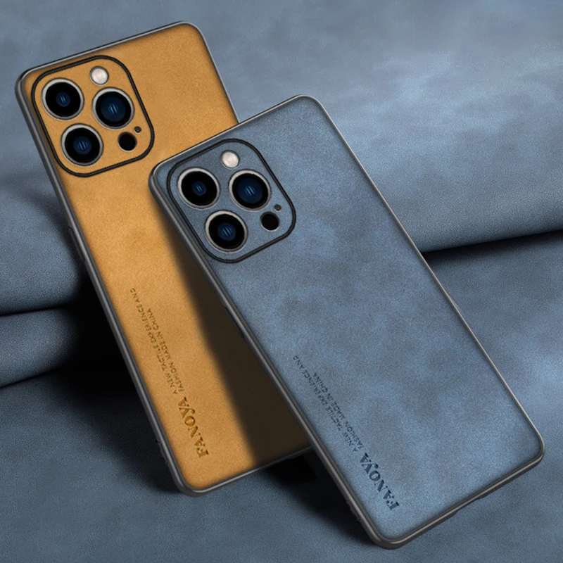 Funda de cuero PU de lujo para iPhone 16 Plus, carcasa trasera de silicona mate, protección completa - imagen 2