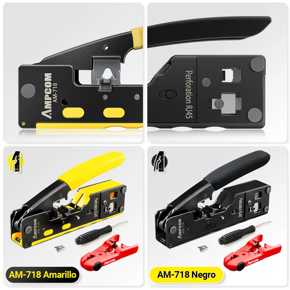Crimpadora AMPCOM RJ45 RJ11 Ethernet Cat7/6A/5 con Pelacables - imagen 4
