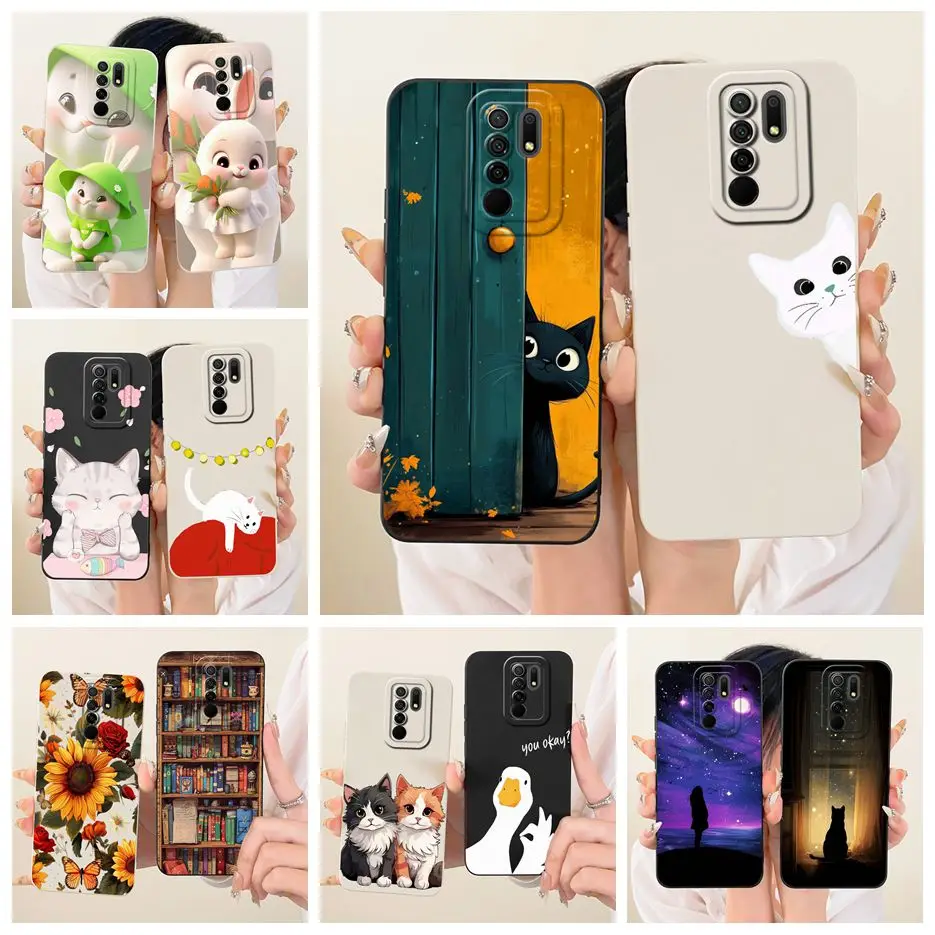 Para Xiaomi Redmi 9 funda bonita funda de dibujos animados de gato 6,53 ''funda de teléfono de TPU suave a prueba de golpes para Xiaomi Redmi 9 Prime Redmi9 Fundas bolsas