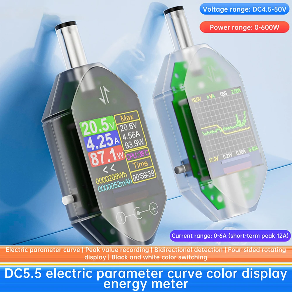 Probador de interfaz DT550 DC5.5 * 2,5 DC 4,5-50V 0-6A probador de corriente de voltaje de alta precisión voltímetro Digital amperímetro medidor de potencia - imagen 4