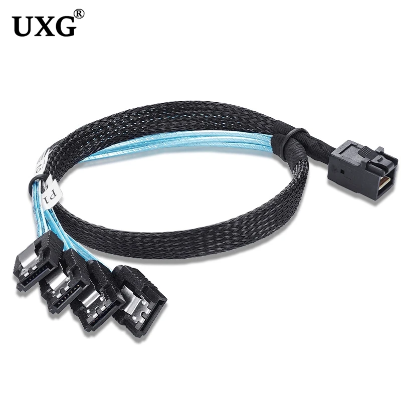 Mini SAS HD 12G SFF8643 a 4 cables SATA controlador de placa base interna SFF 8643 a 4 cables de servidor de disco duro SATA