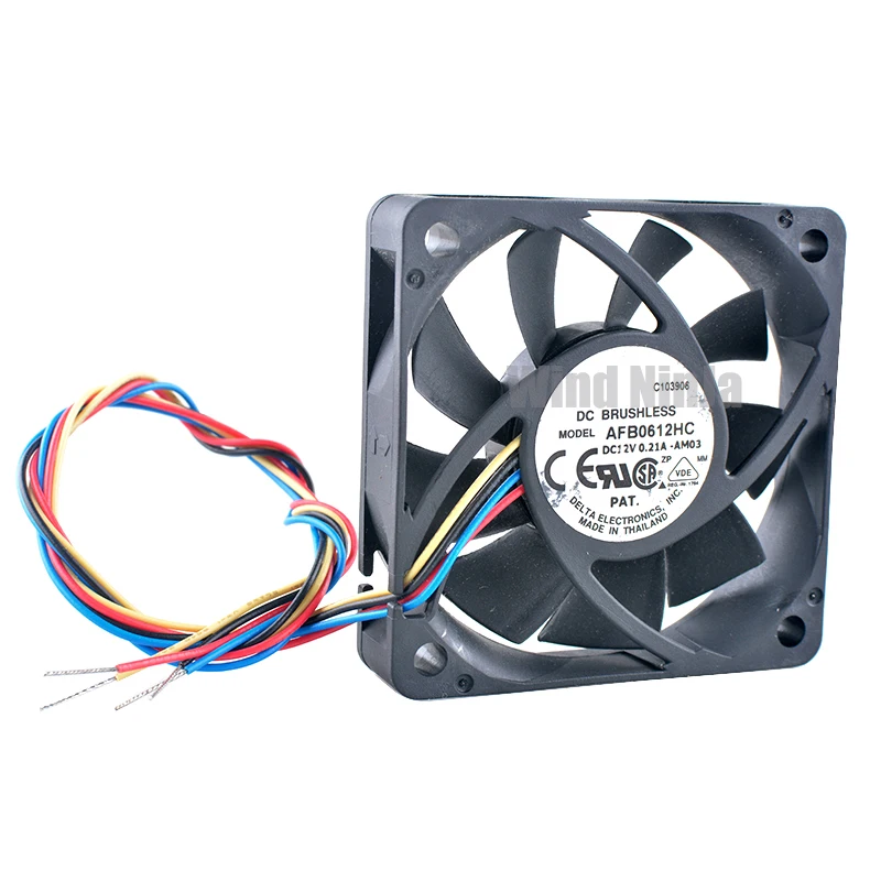 Ventilateur de refroidissement AFB0612HC, 6cm, 60mm, 60x60x13mm, DC 12V, 0,21 A, 4 broches, roulement à billes, pour CPU