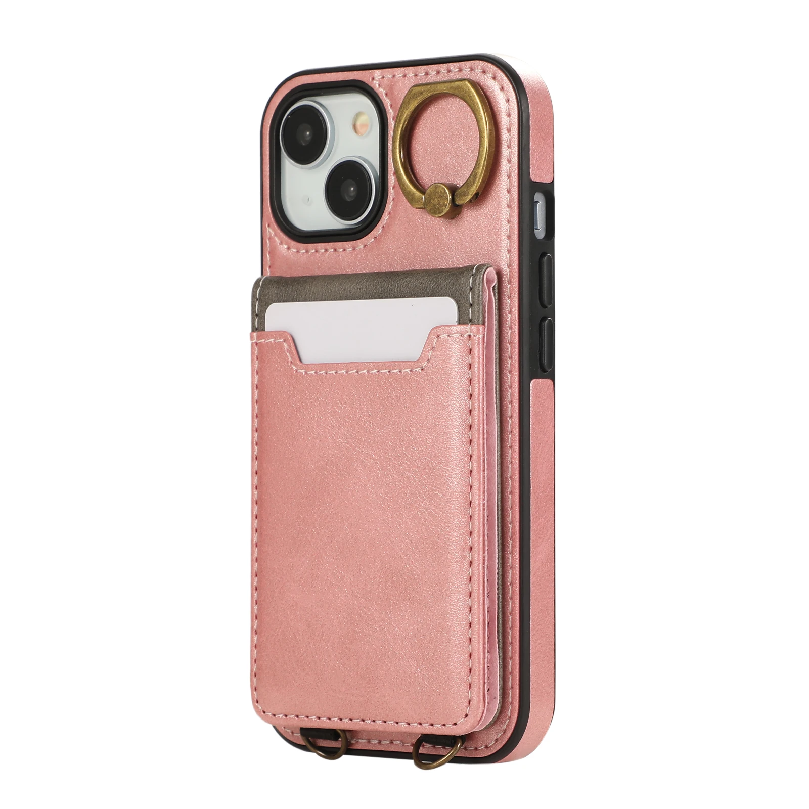 Funda de cuero con soporte de anillo Vertical para iPhone, cartera con correa para tarjetas, 15 Pro Max, 14 Plus, 13, 12, 11, XS, XR, 8, SE, 2022 - imagen 5