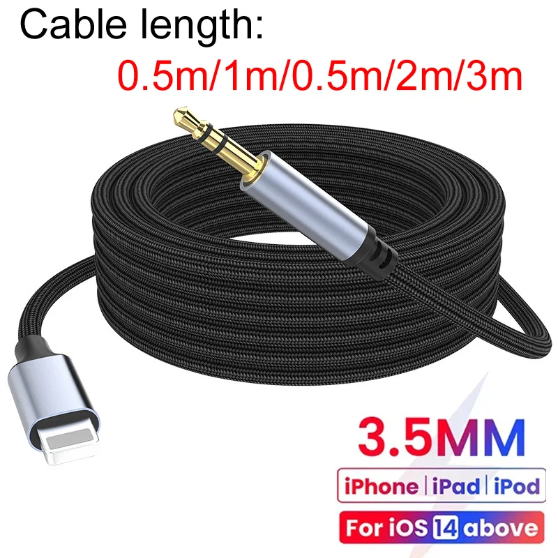 Adaptador de Audio Lightning a conector de 3,5mm, Cable auxiliar para auriculares, adaptador USB tipo C a 3,5, OTG tipo C para iphone, Xiaomi, Oneplus, 0,5 m/3m - imagen 2