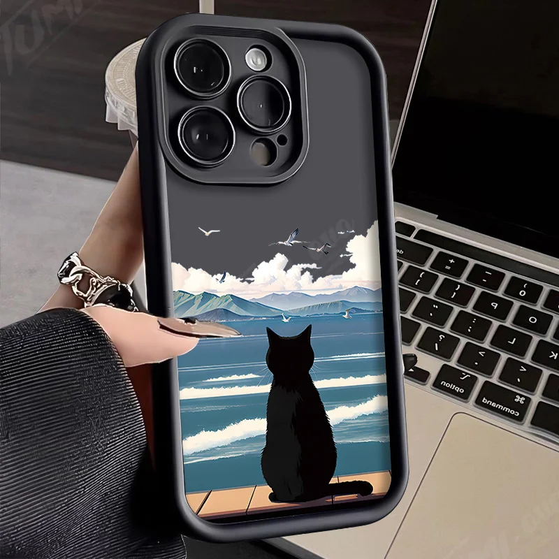 Funda suave para teléfono Samsung Galaxy S24 Ultra S23 FE S22 S21 Plus FE A54 A34 A14 A73 A53 A33 5G con diseño de gato bonito - imagen 2